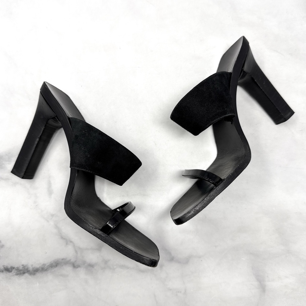 Gucci Black Suede & Patent Leather Heeled Sandals - Picture 7 of 13